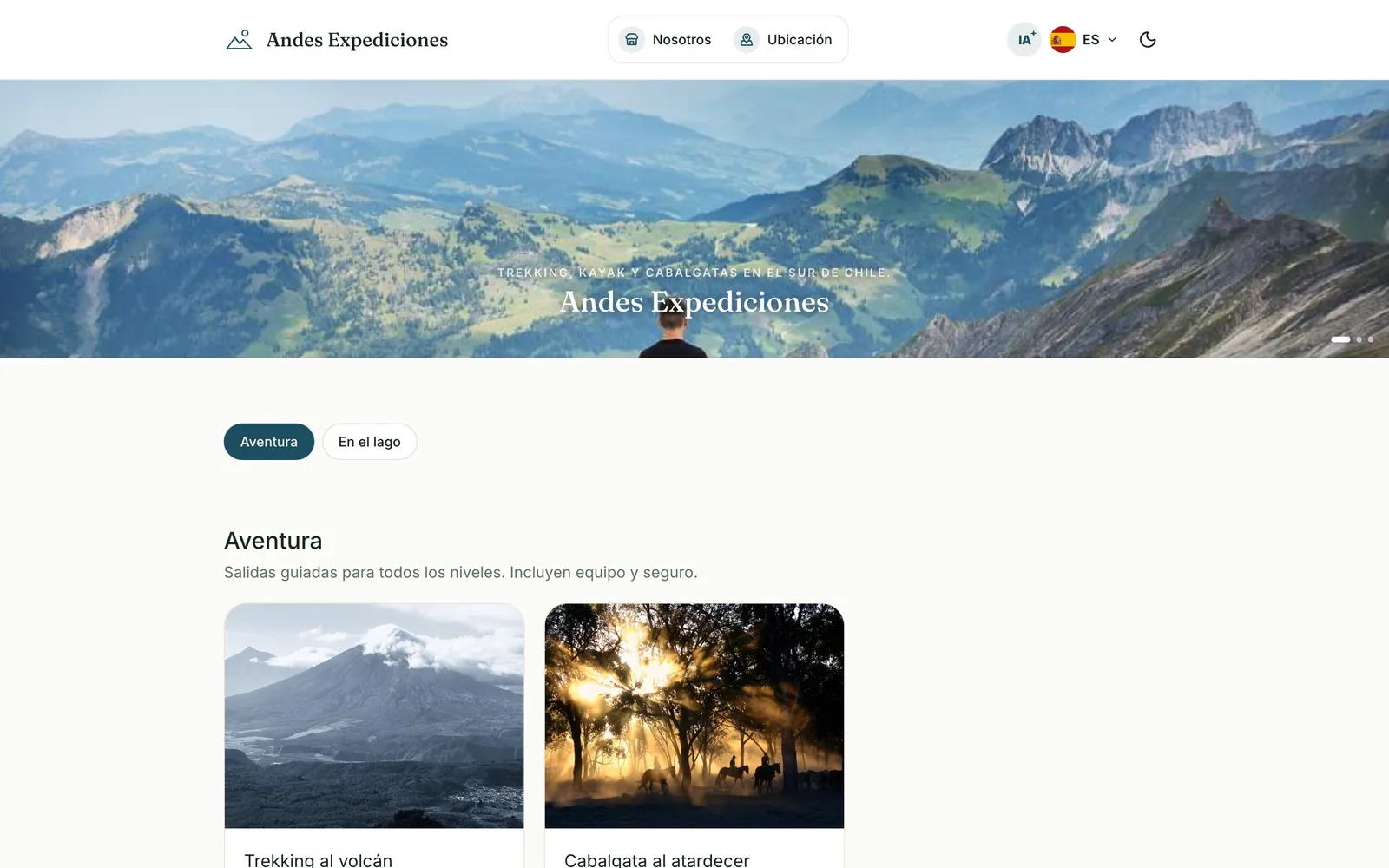 Sitio de reservas de Andes Expediciones